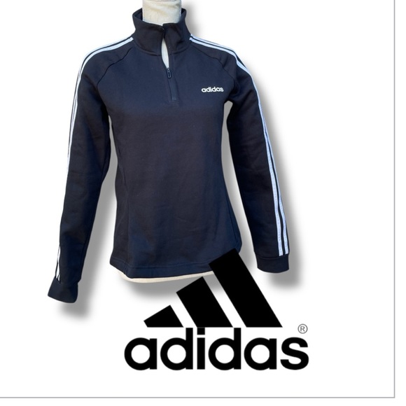 adidas Tops - adidas Pullover Long Sleeve  Quarter-Zip 3-Stripe Women's  Size Small